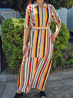 Stripe Maxi Dress with Belt