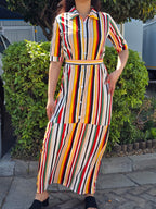 Stripe Maxi Dress with Belt