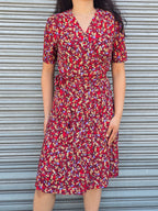 Pattern floral midi wrap dress