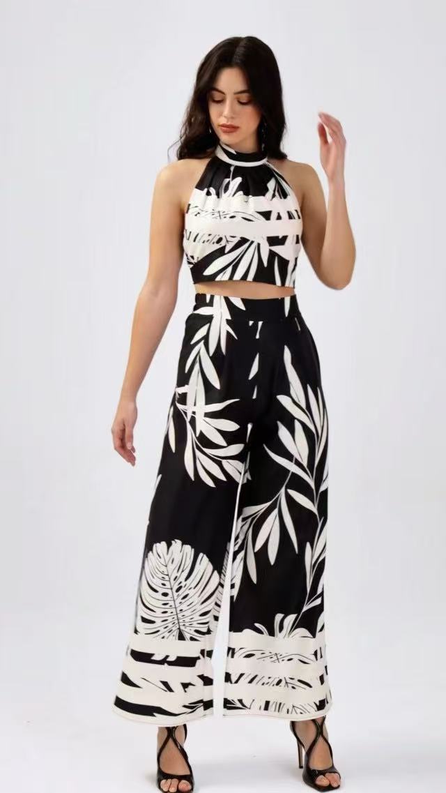 Black & Ivory Tropical Two-Piece