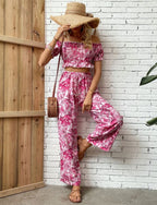Pink Tropical Print Two-Piece Set
