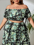 Off-shoulder Floral Two-Piece Set