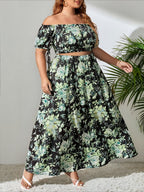 Off-shoulder Floral Two-Piece Set