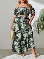 Off-shoulder Floral Two-Piece Set