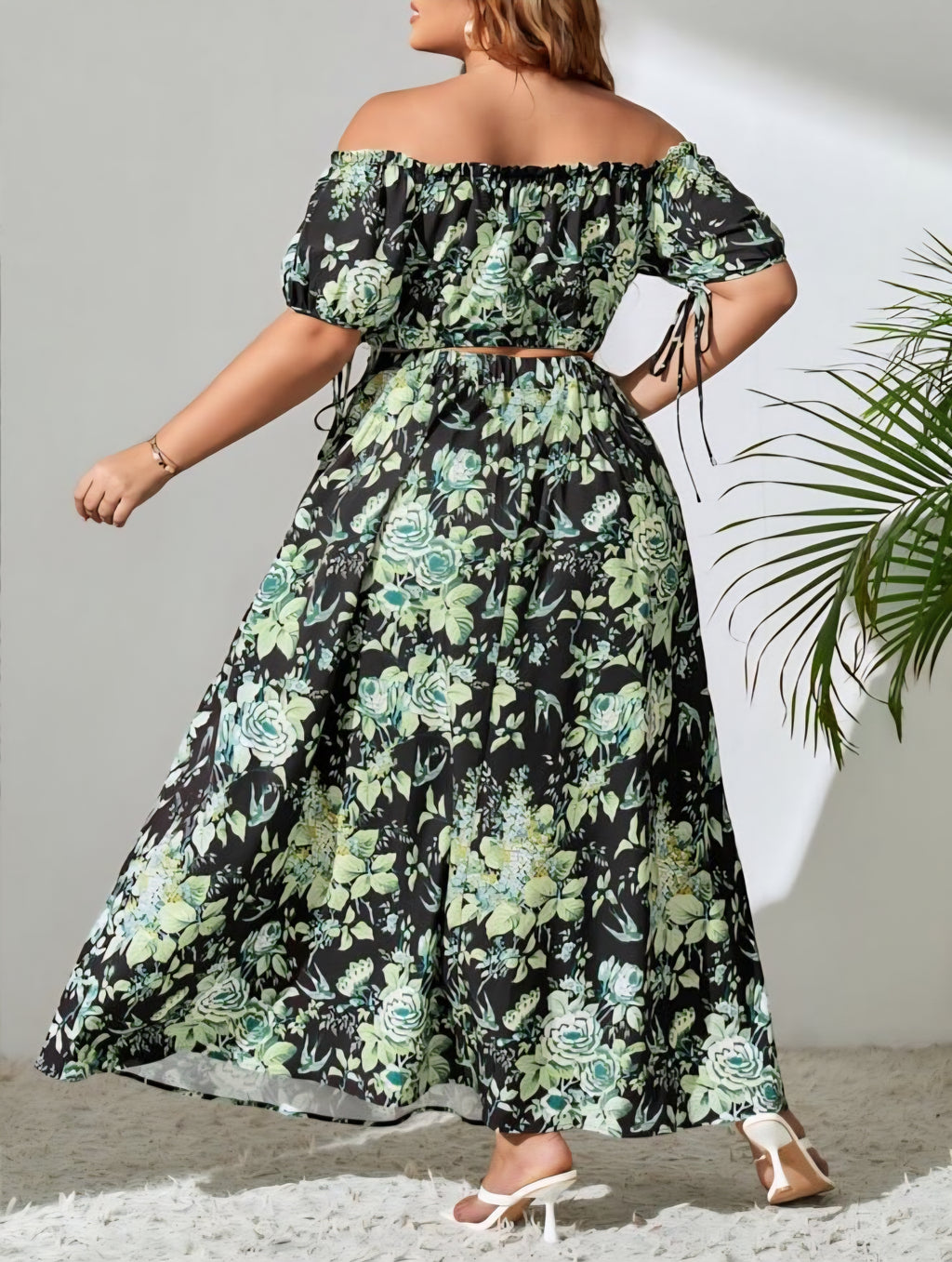 Off-shoulder Floral Two-Piece Set