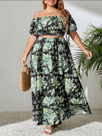 Off-shoulder Floral Two-Piece Set
