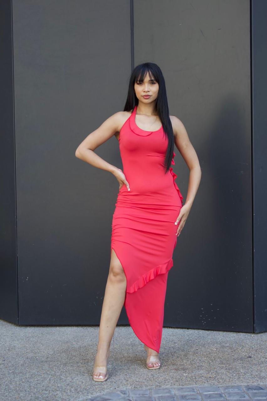 Sleeveless Ruffles Sexy Long Dress