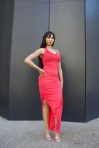 Sleeveless Ruffles Sexy Long Dress