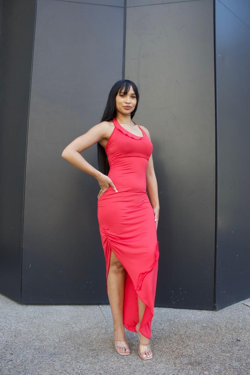 Sleeveless Ruffles Sexy Long Dress