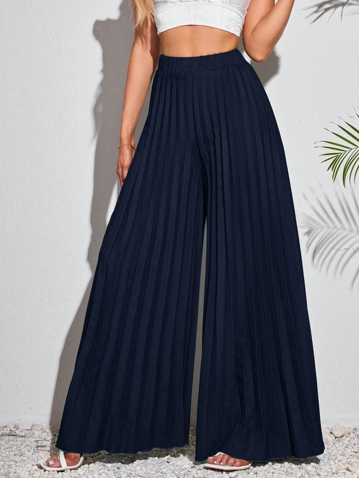 High Waist Pleated Wide Leg Pant