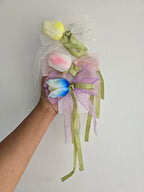Tulips Floral Hair Bow Clips 3pc