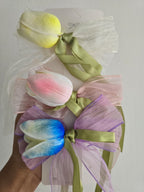 Tulips Floral Hair Bow Clips 3pc