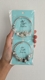 Silver Charm Bracelet with Beads & Pendants