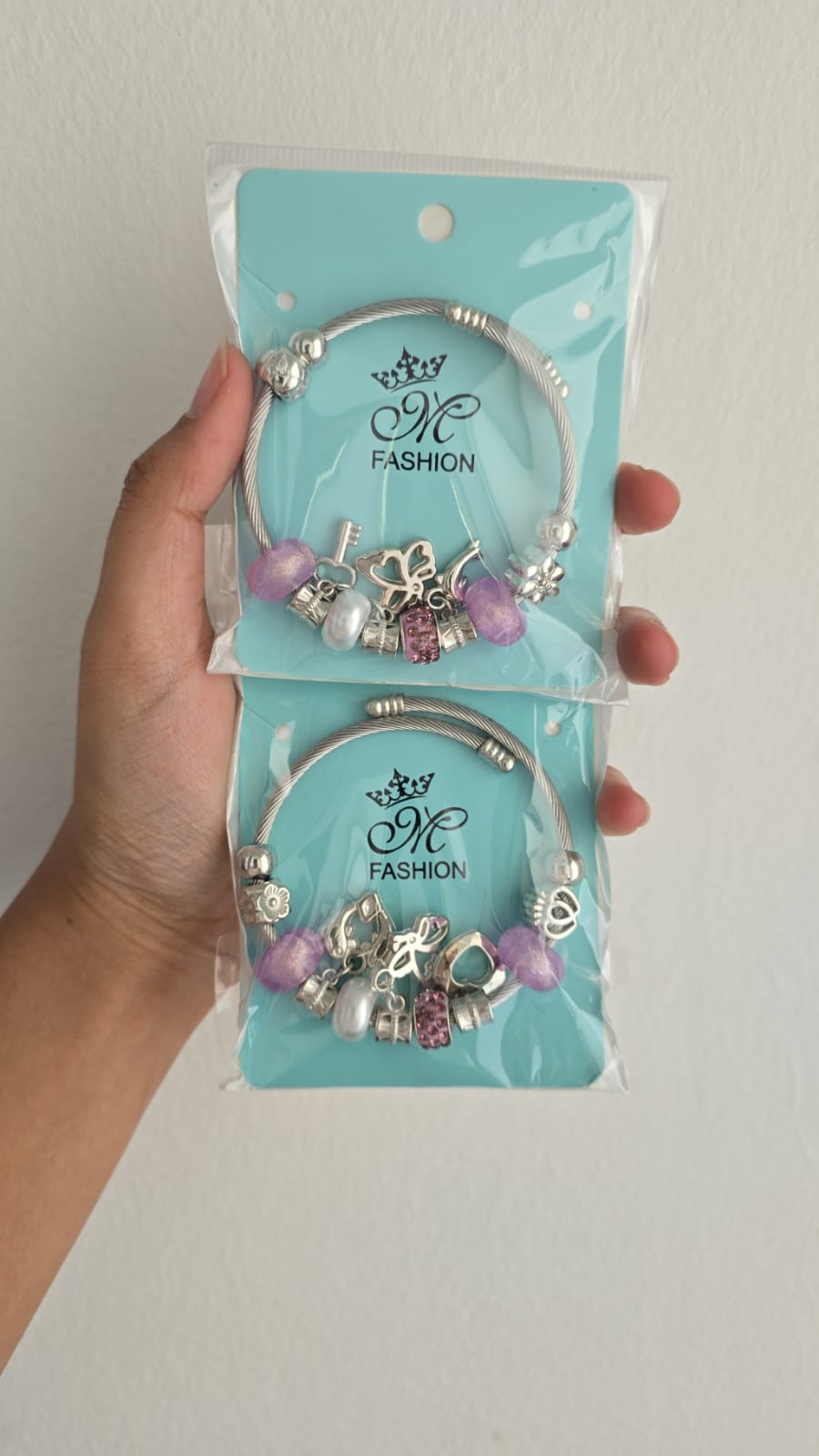 Silver Charm Bracelet with Beads & Pendants