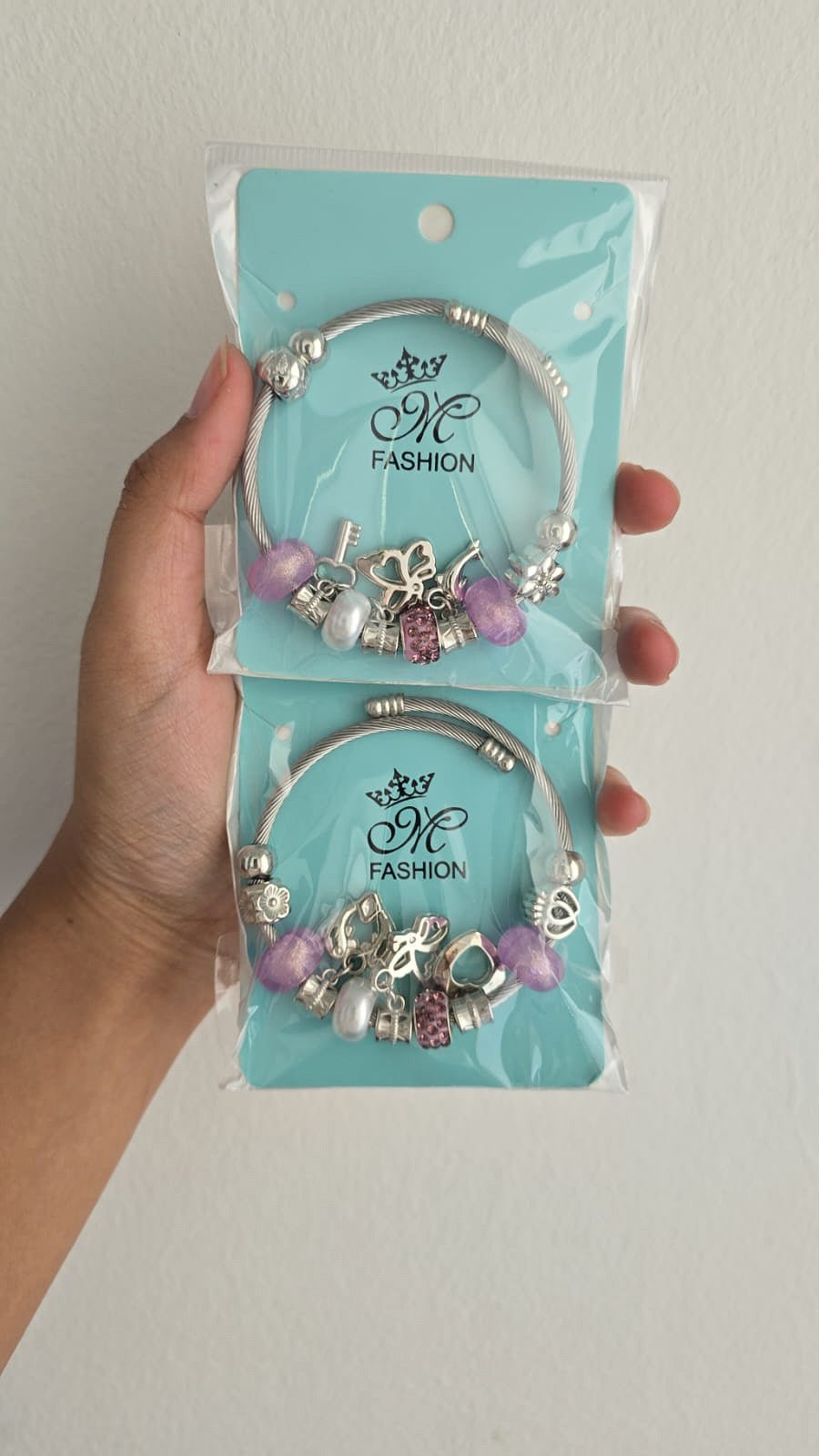 Silver Charm Bracelet with Beads & Pendants