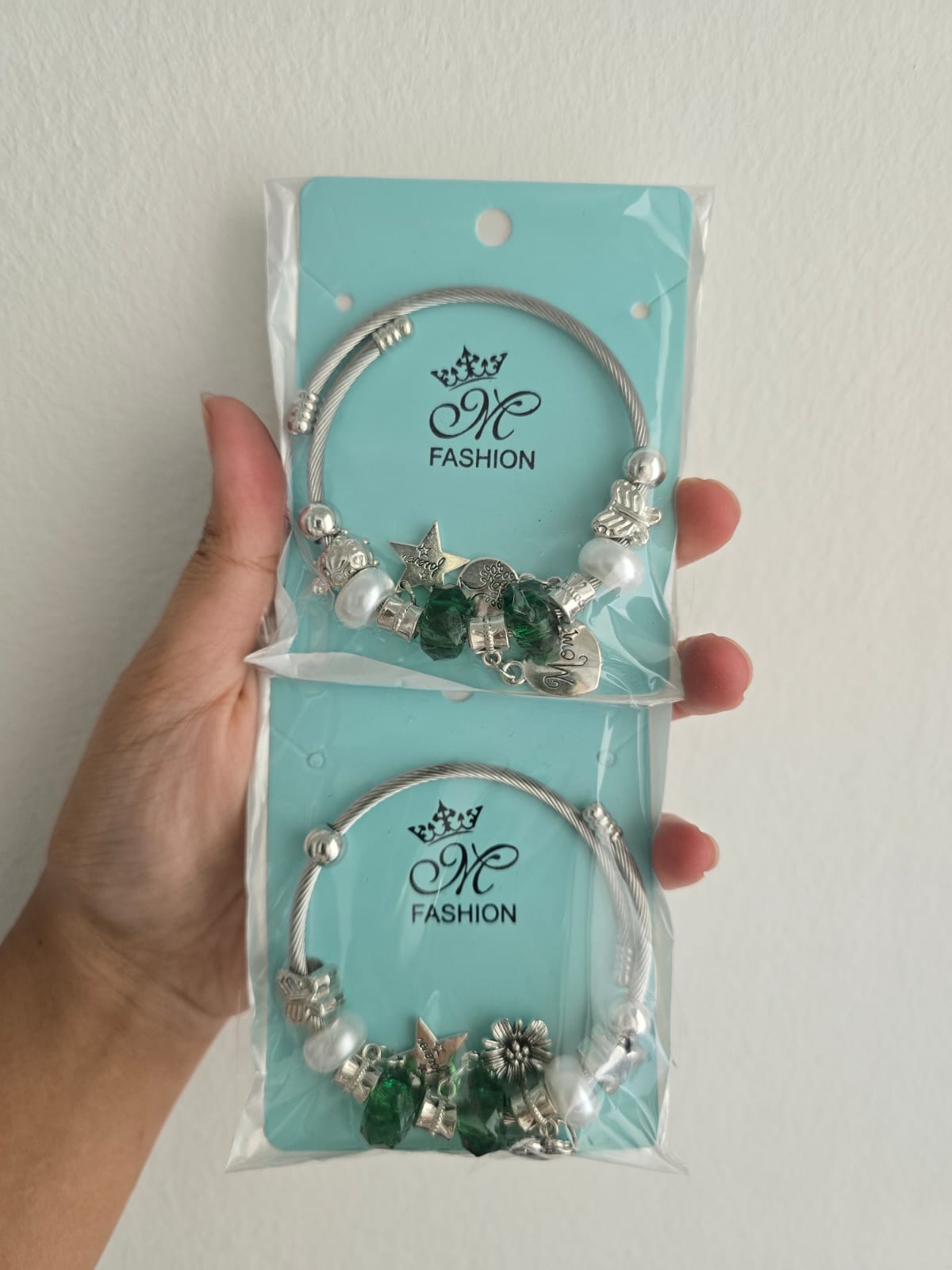 Silver Charm Bracelet with Beads & Pendants