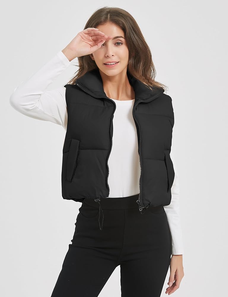 Chic Sleeveless Quilted Winter Cropped Puffer Vest