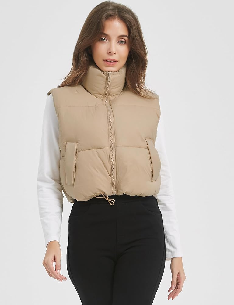 Chic Sleeveless Quilted Winter Cropped Puffer Vest