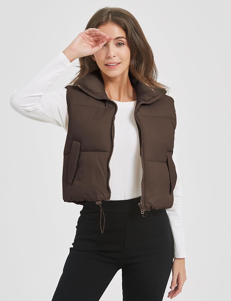 Chic Sleeveless Quilted Winter Cropped Puffer Vest