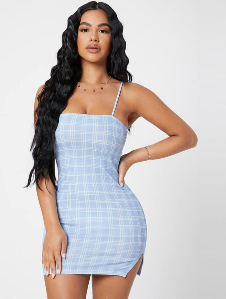 Plaid Cami Bodycon Mini Dress