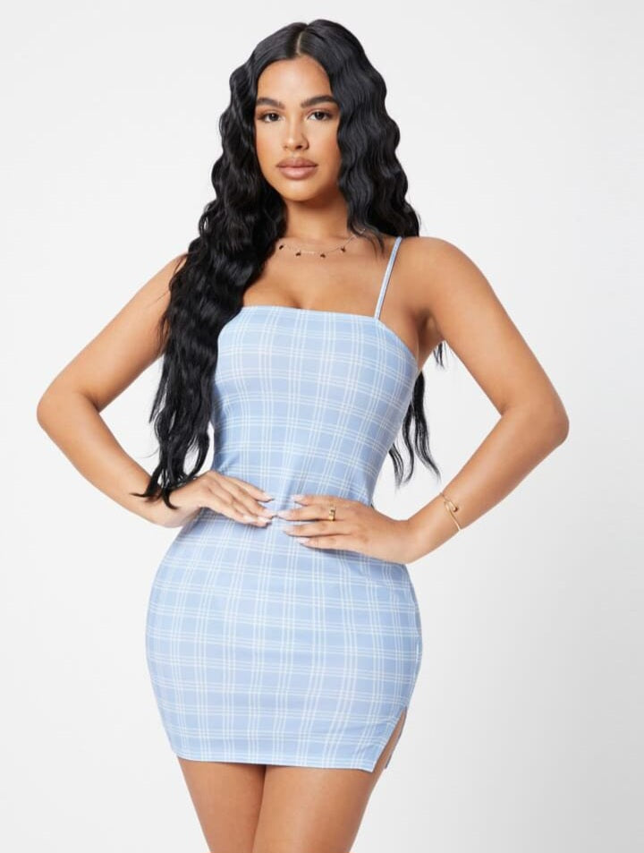 Plaid Cami Bodycon Mini Dress