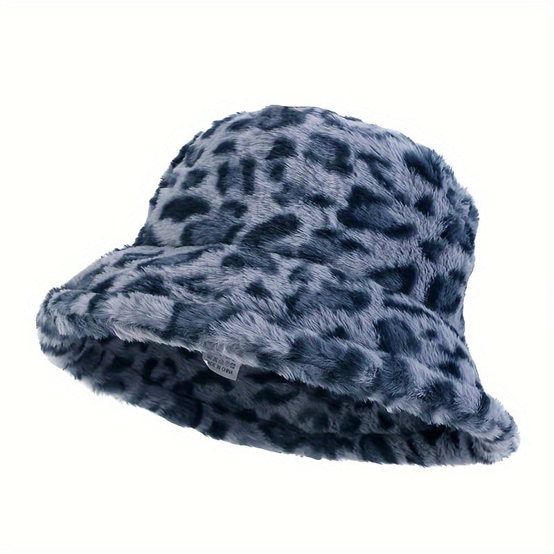 Leopard Print Plush Bucket Hat