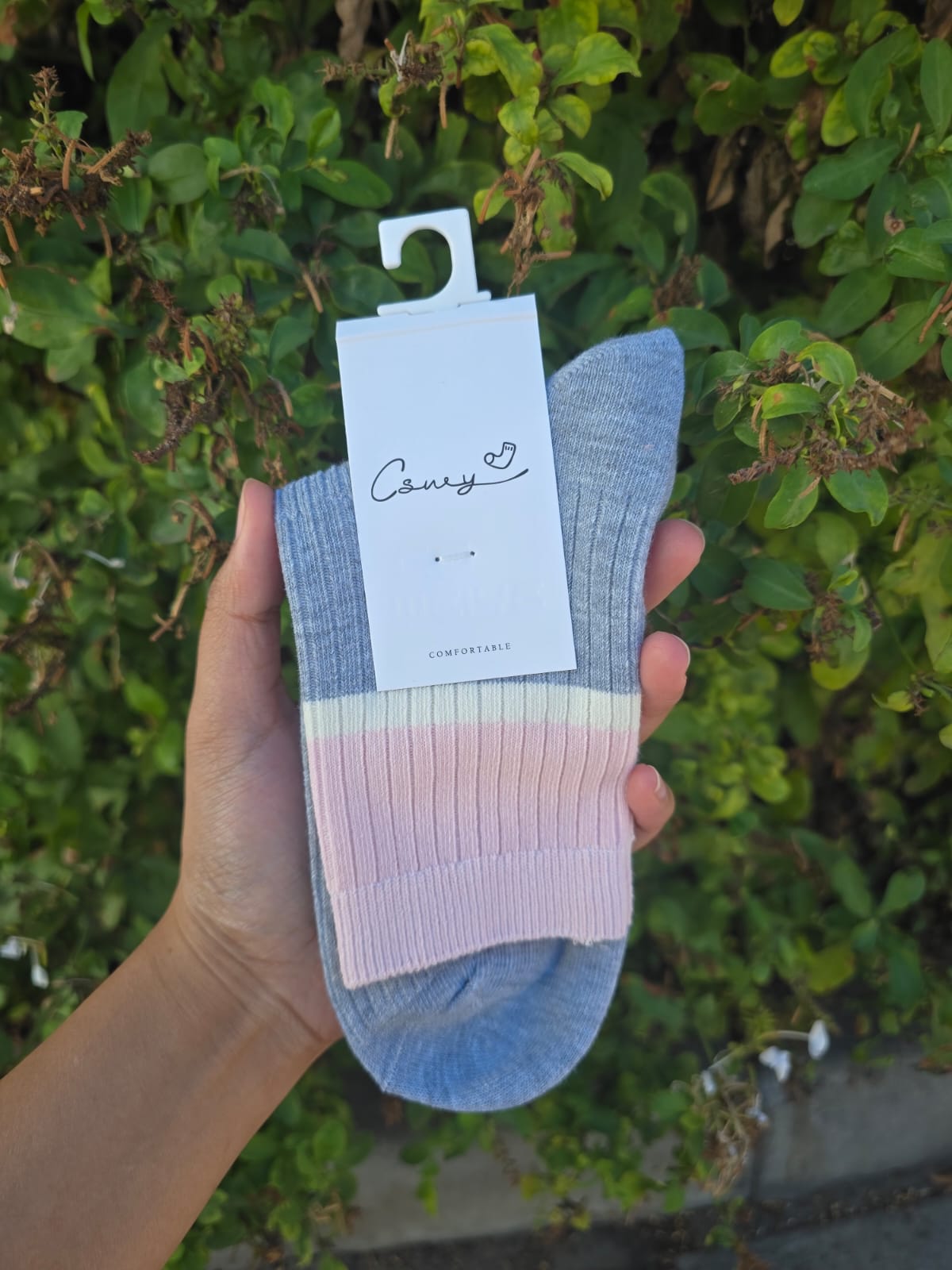 Colour Contrast Crew Socks with Stripe Detail 1 Pair