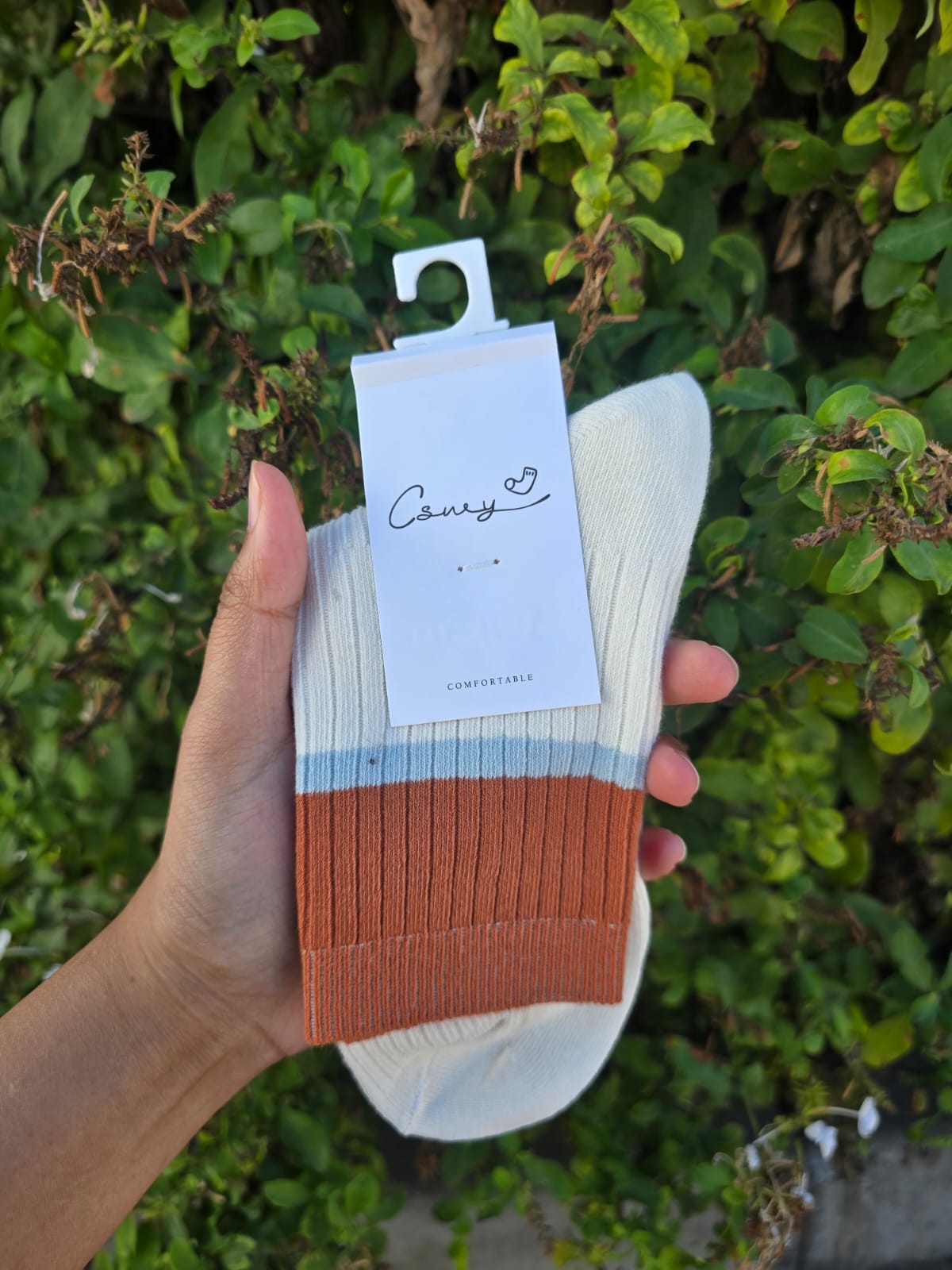 Colour Contrast Crew Socks with Stripe Detail 1 Pair