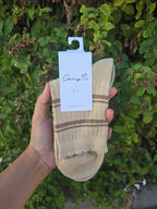 Ribbed Crew Socks with Stripe Detail