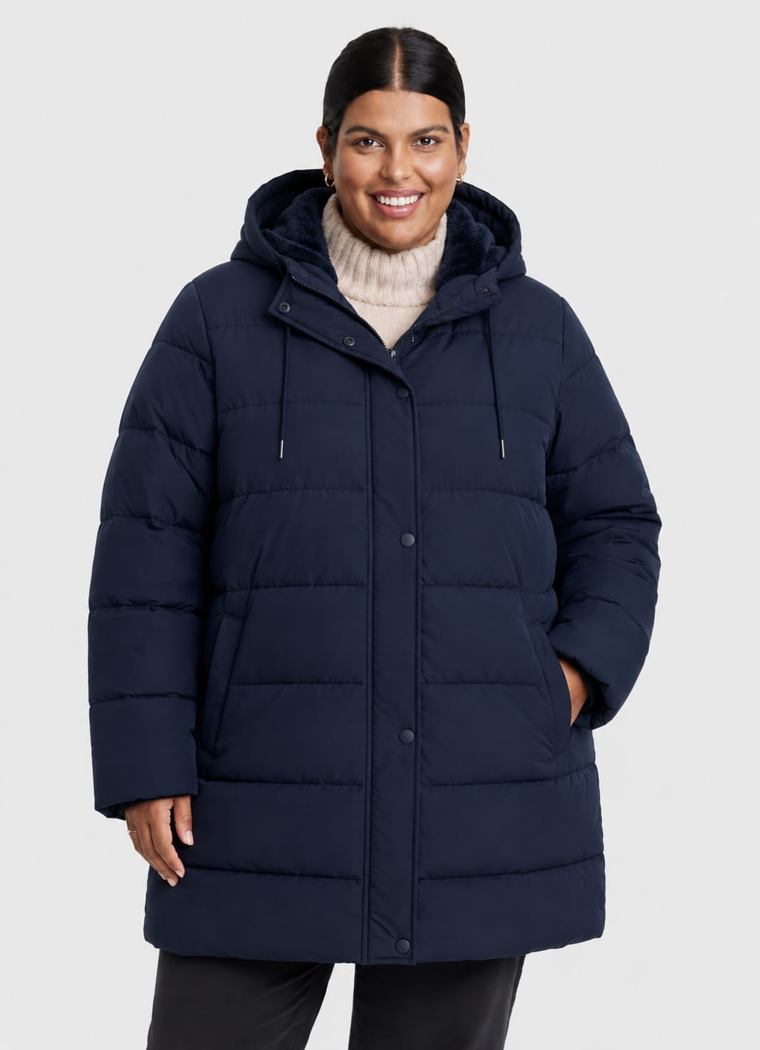 Thermal Fur-Lined Plus Size Puffer Jacket