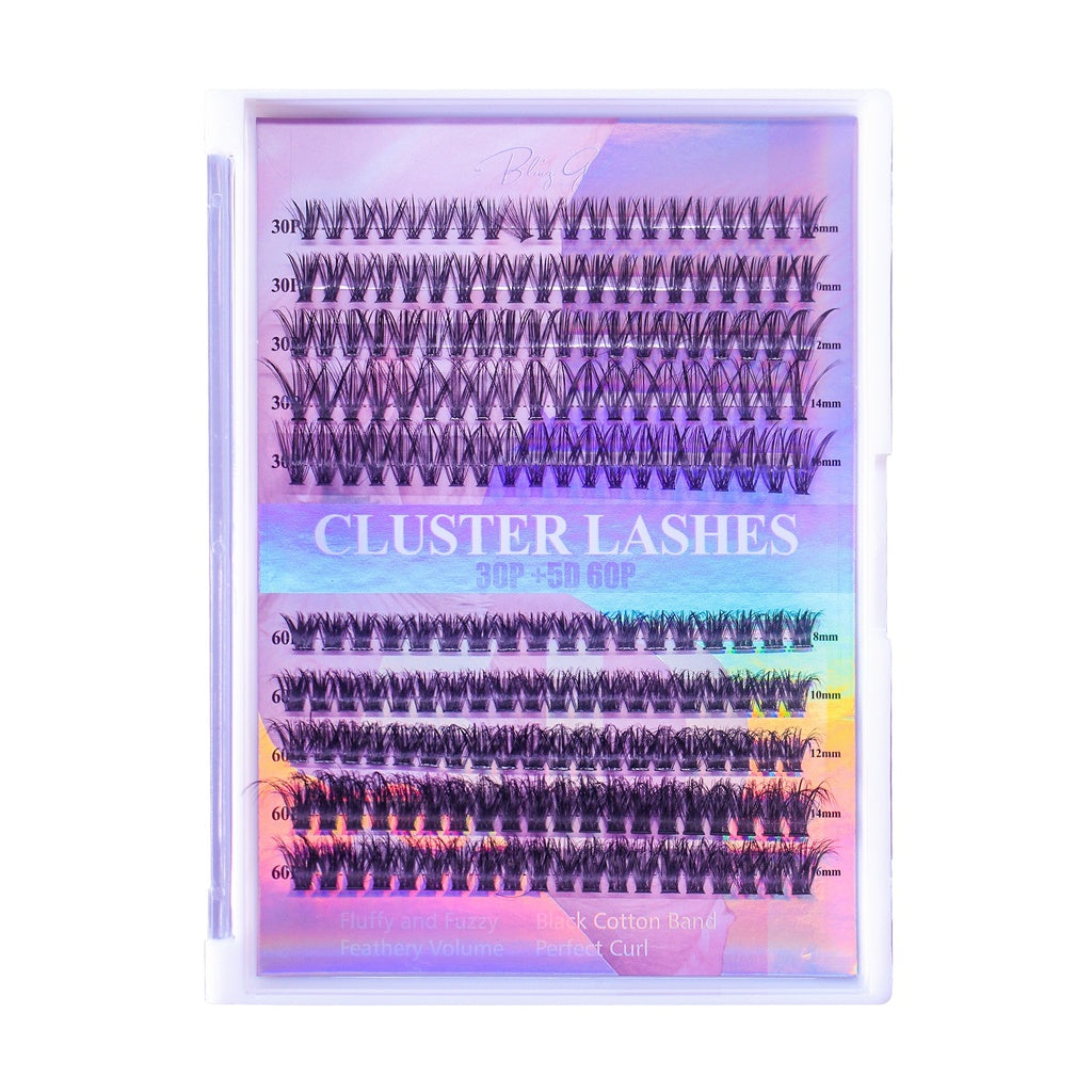 Bling Girl 5D Fluffy Cluster Lashes 9–15mm Mix – 30P+ 5D 60P Clusters