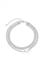 Layered Rhinestone & Pearl Choker Necklace