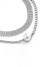 Layered Rhinestone & Pearl Choker Necklace