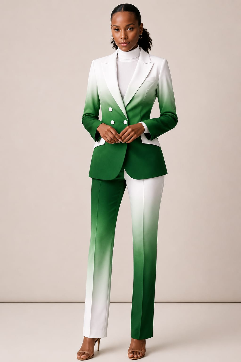 Elegant Gradient Ombre Blazer & Pants Set