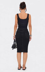 Slim-Fit Denim Midi Skirt  DYQ-216