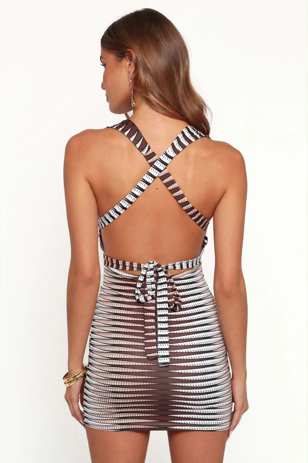 Plunge-Neck Backless Mini Dress