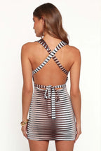 Plunge-Neck Backless Mini Dress