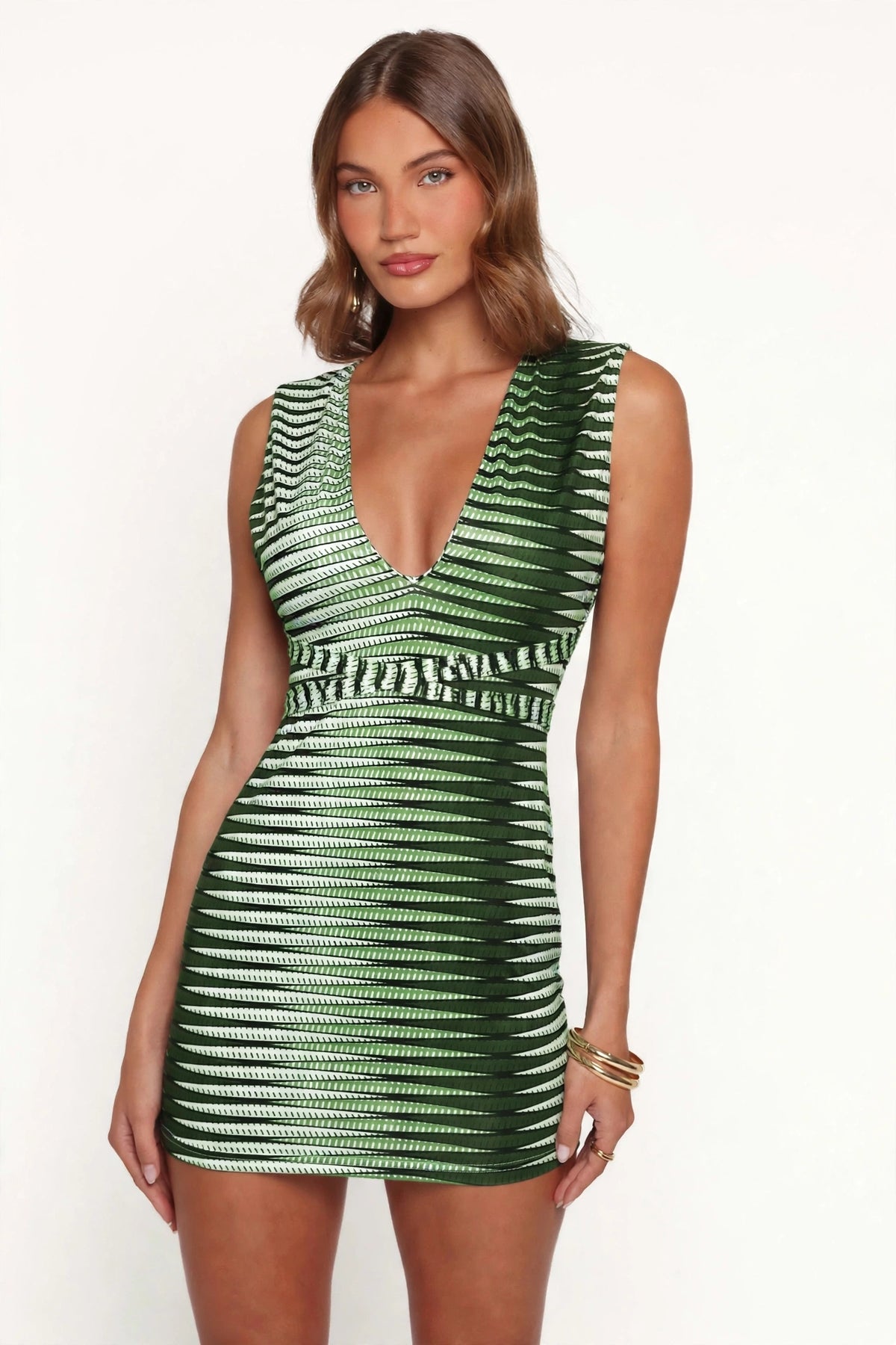 Plunge-Neck Backless Mini Dress