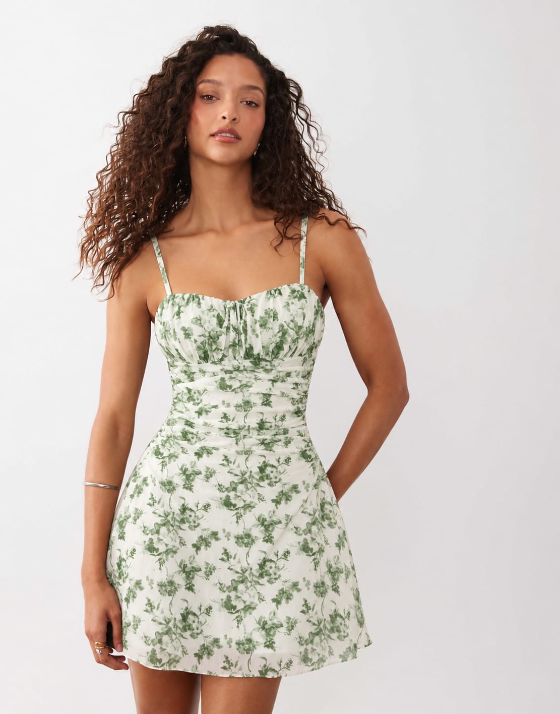 Ruched Bust Floral Summer Mini Dress