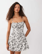 Ruched Bust Floral Summer Mini Dress