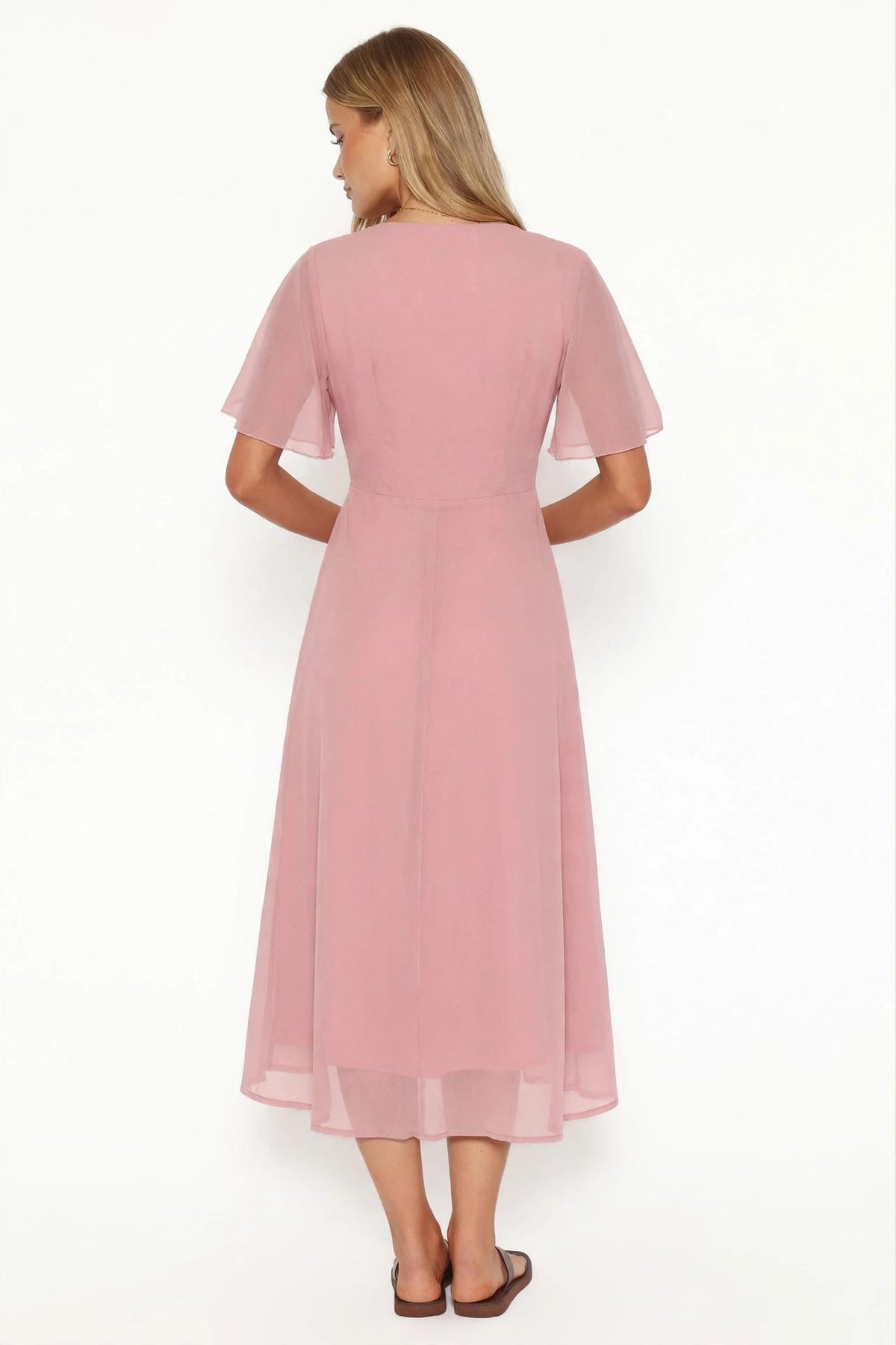 Delicate Mesh Splicing Floral Midi Dress