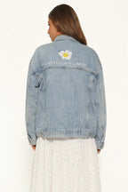 Bloom Detail Relaxed Denim Jacket
