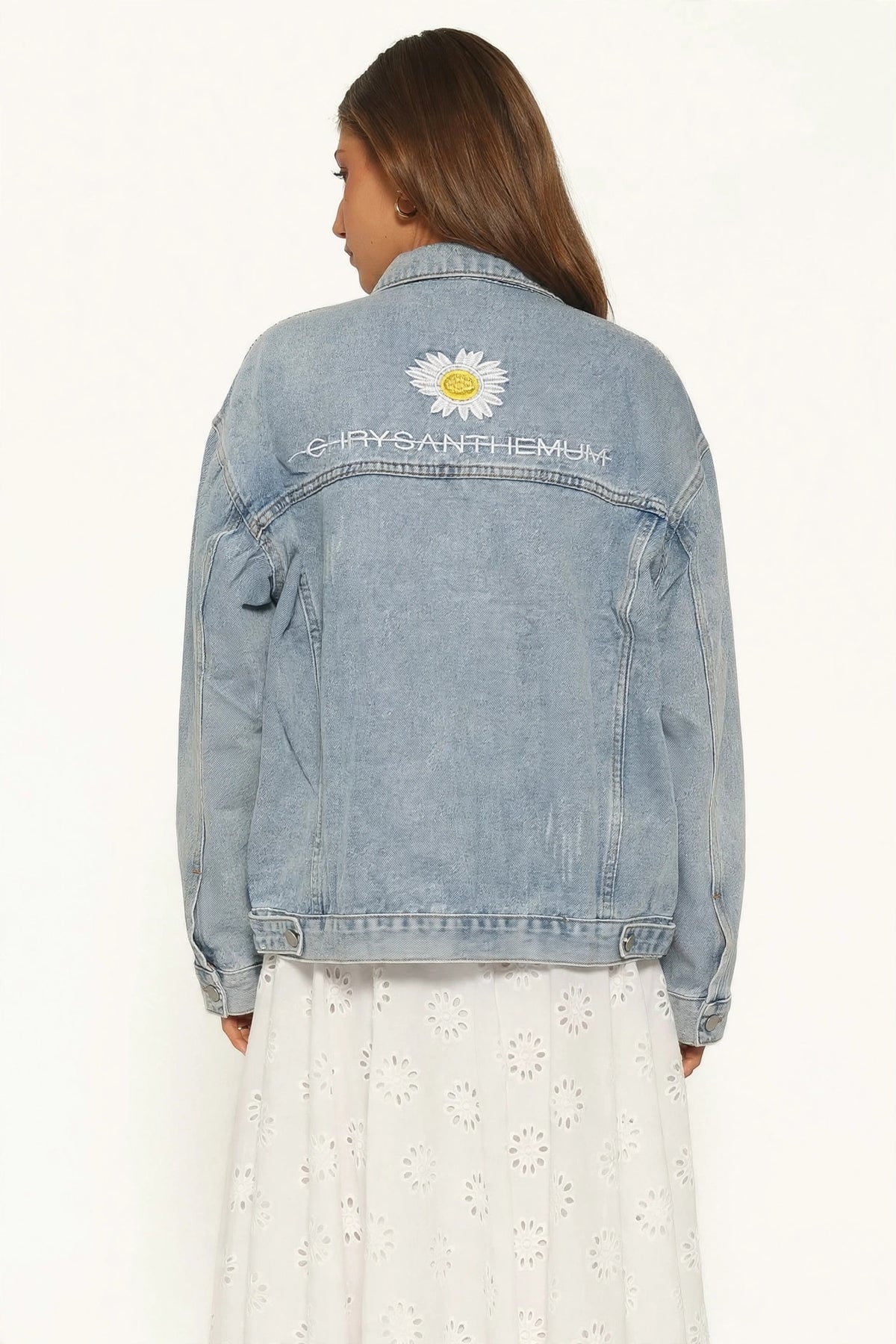 Bloom Detail Relaxed Denim Jacket