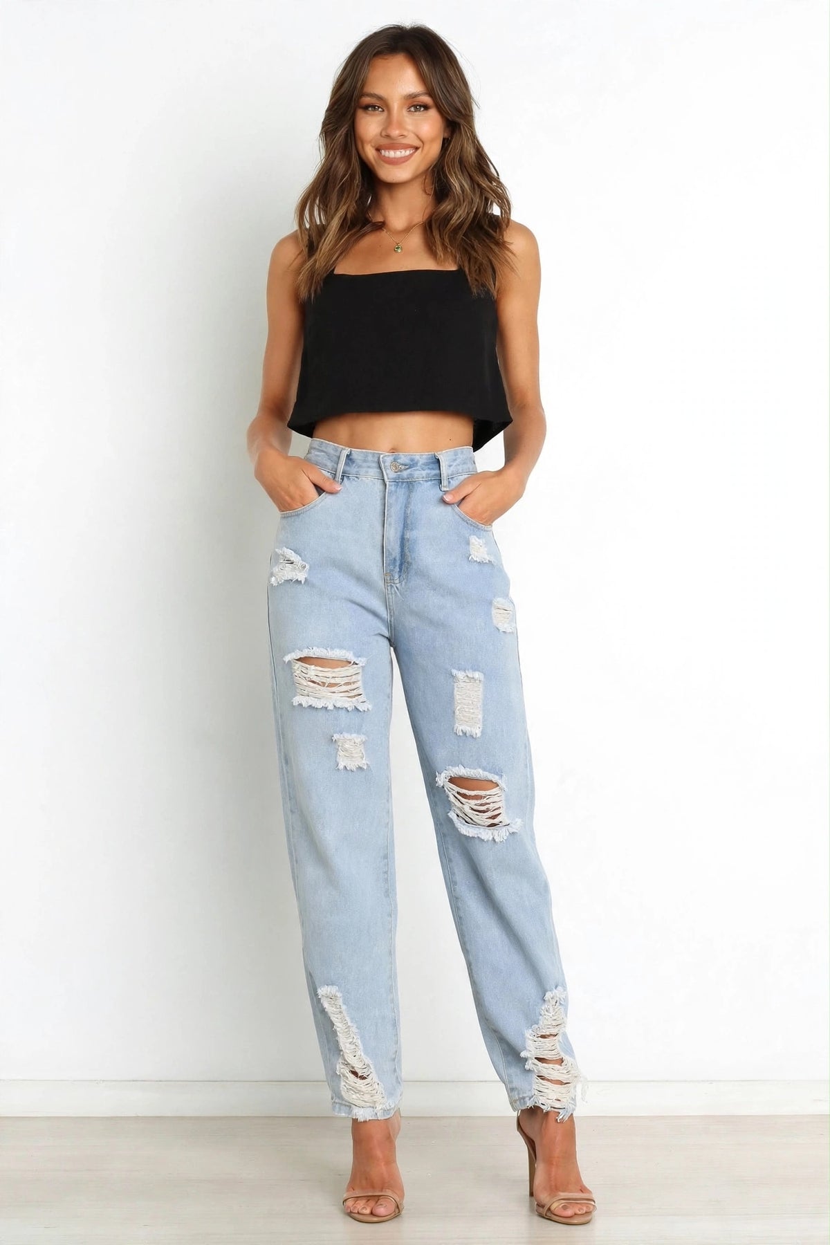 Trendy Ribbed Boyfriend Jeans For Women