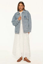 Bloom Detail Relaxed Denim Jacket
