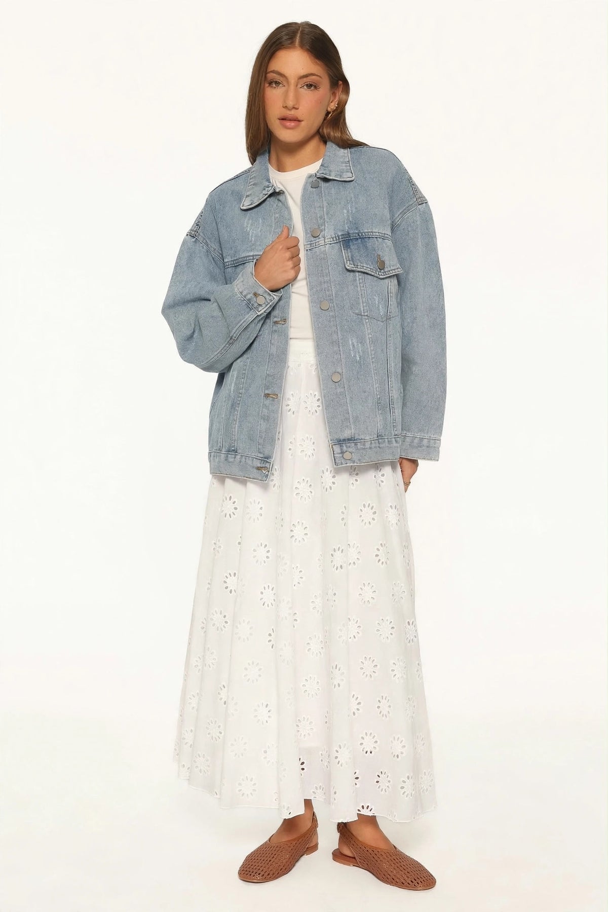Bloom Detail Relaxed Denim Jacket