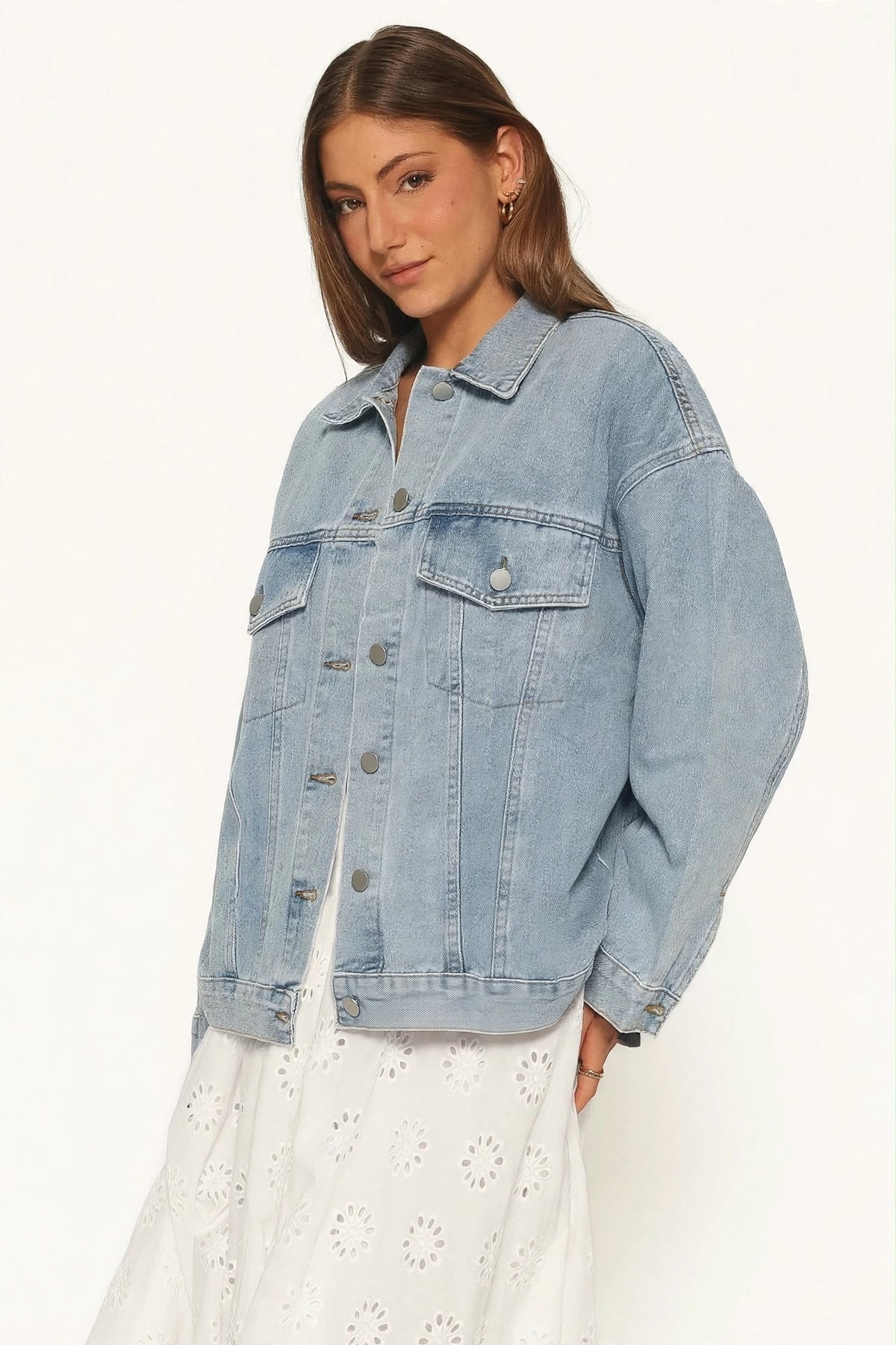 Bloom Detail Relaxed Denim Jacket