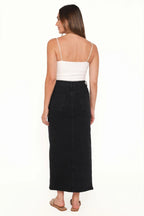 Longline Fron Slit Denim Skirt Women