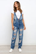 Casual Distressed Denim Overalls Jumpsuit