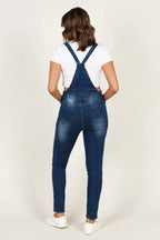 Trendy Distressed Denim Skinny Fit Overalls